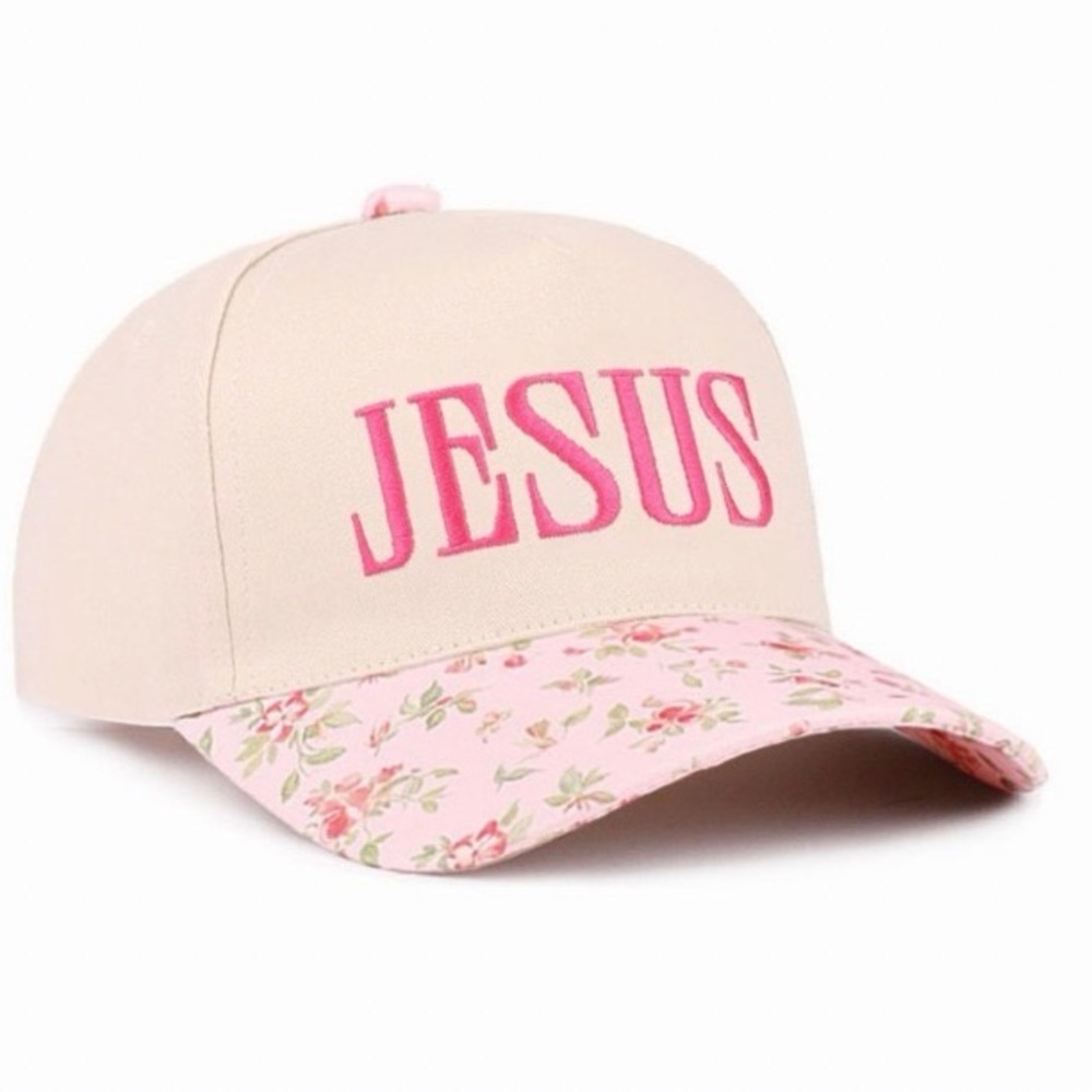 Nwt Floral Pink and Cream Womens Hat Jesus